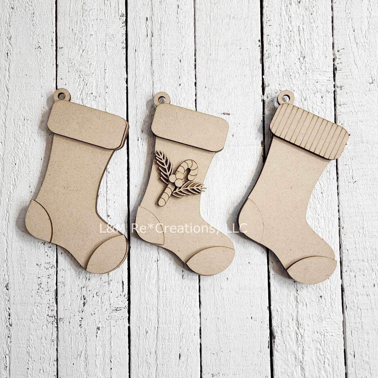 DIY Stocking Ornaments/Money Holders TSM (Set of 3)  (Unpainted/Unglued)