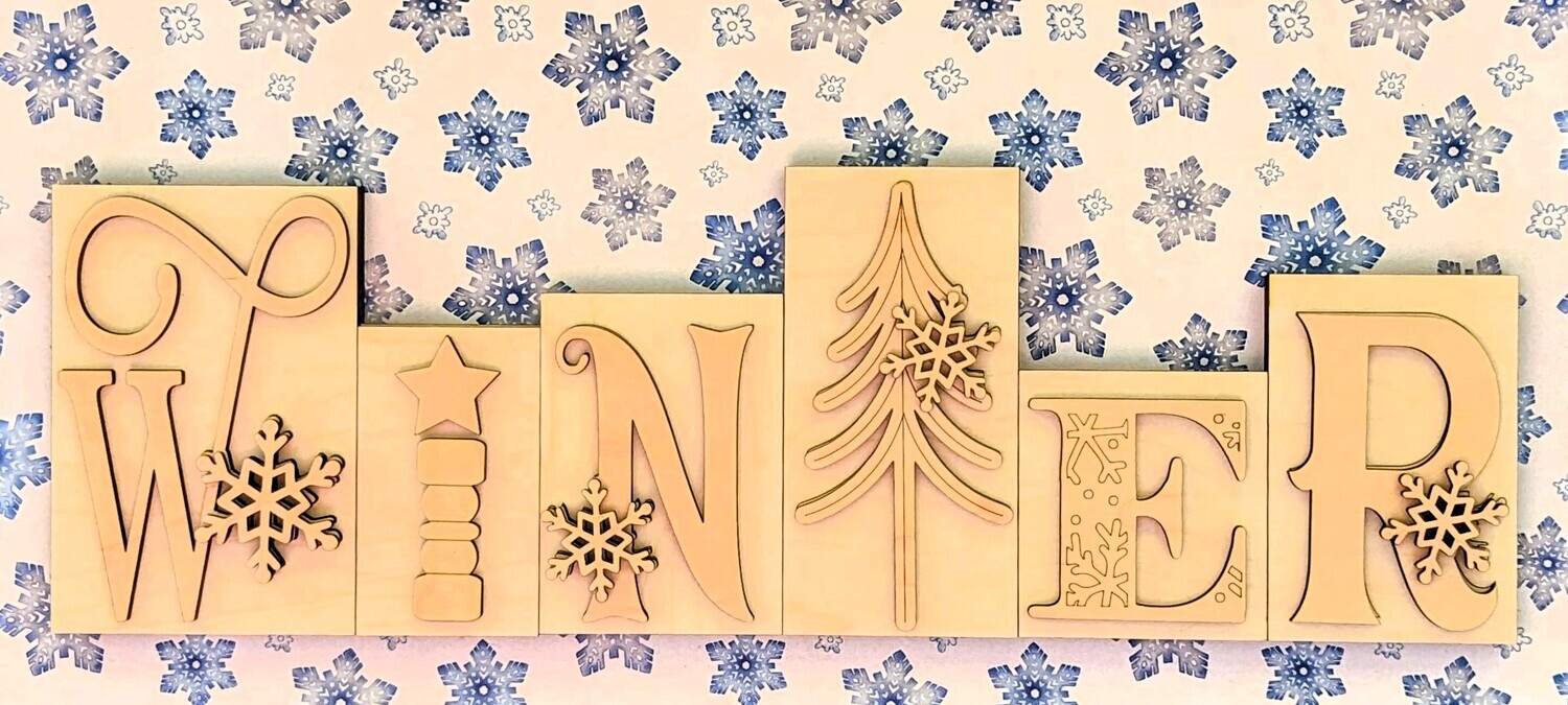 DIY Winter Word Block TSM (Unpainted/Unglued)