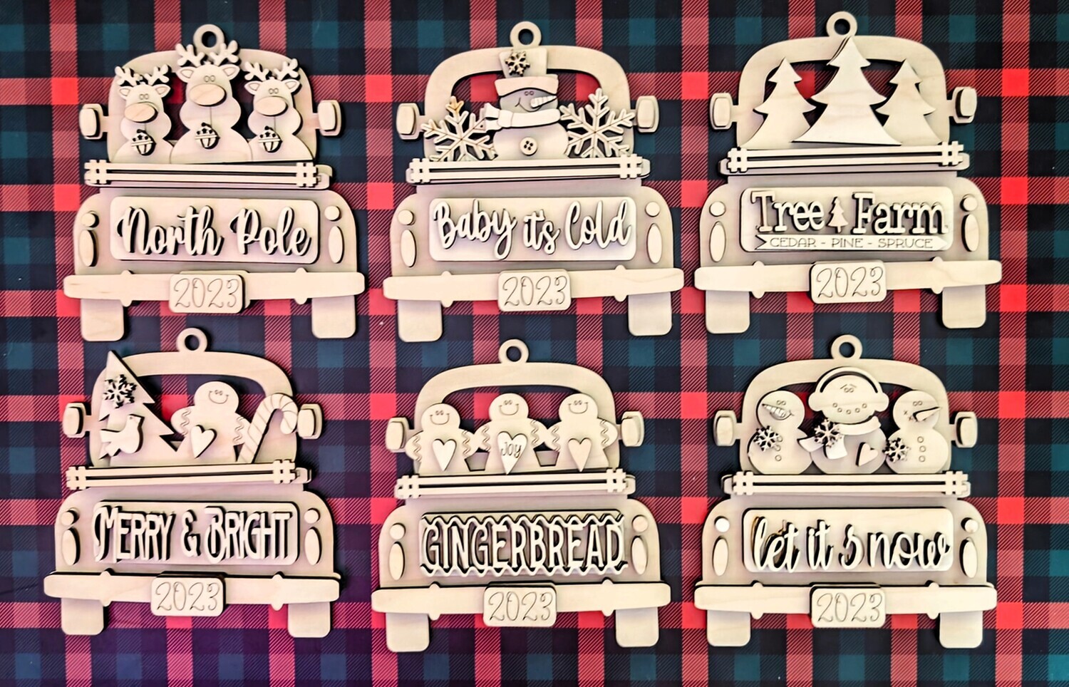 DIY  Farmhouse Truck Ornament Set TSM (Unpainted/Unglued)
