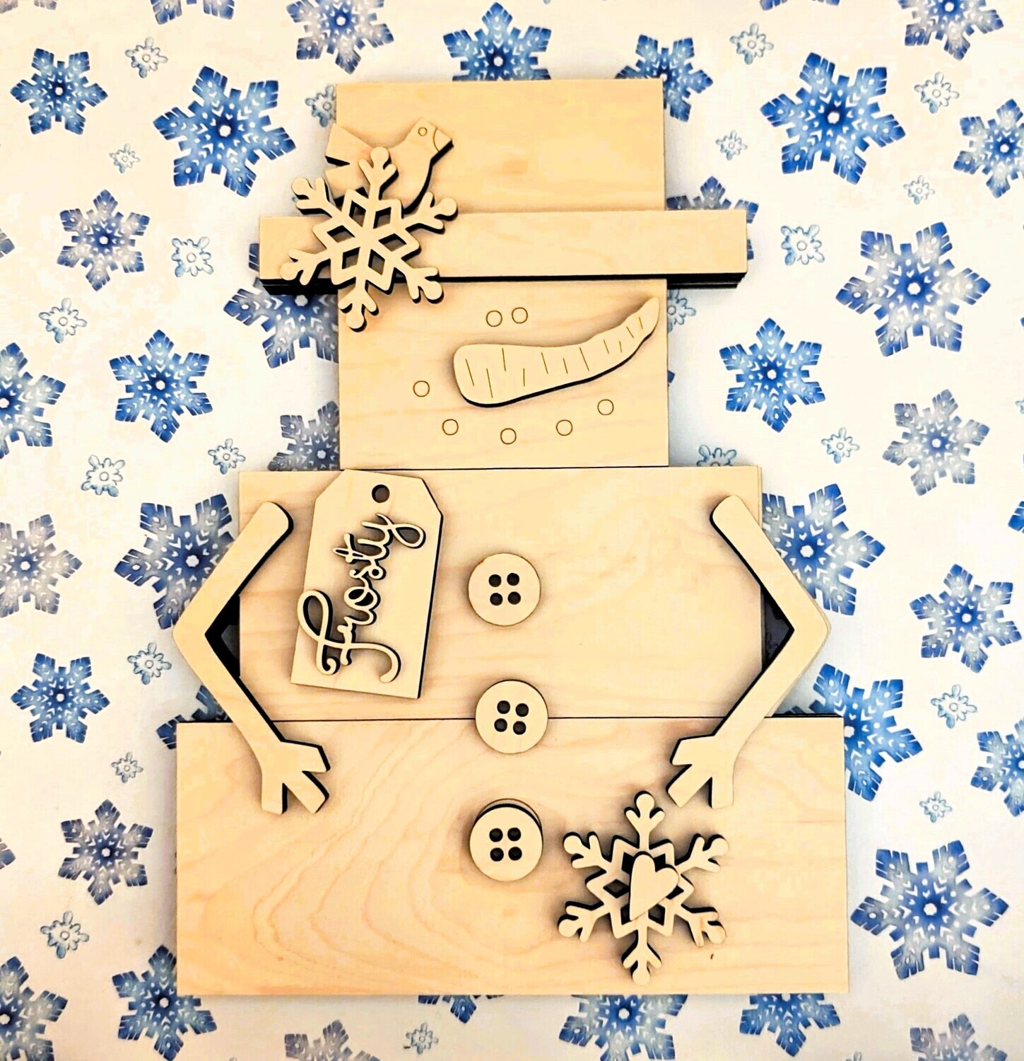 DIY Frosty Block Standing Snowman Shelf Sitter TSM (Unpainted/Unglued)