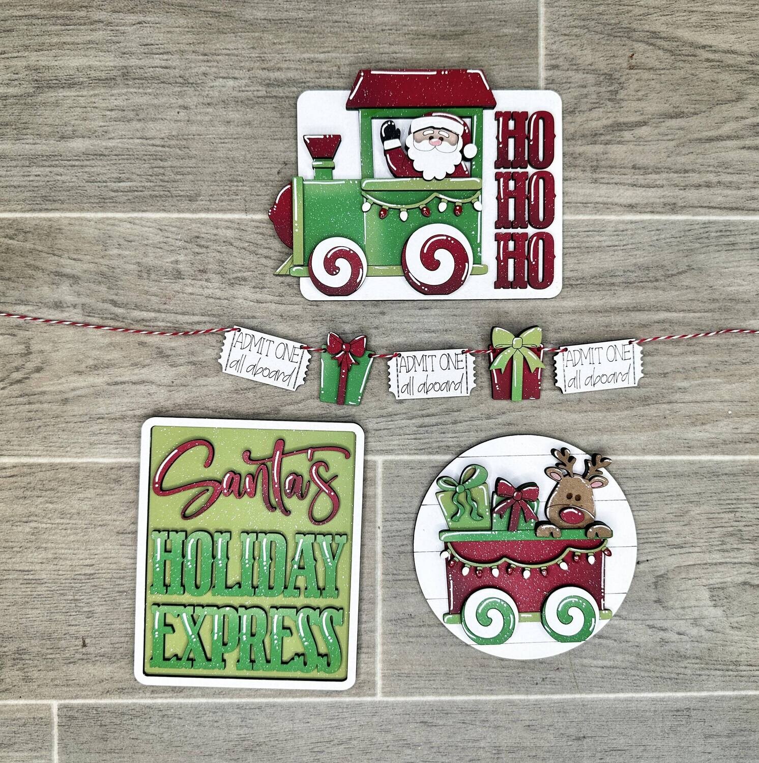 DIY Christmas Train QE Tiered Tray Set (Unpainted/Unglued)