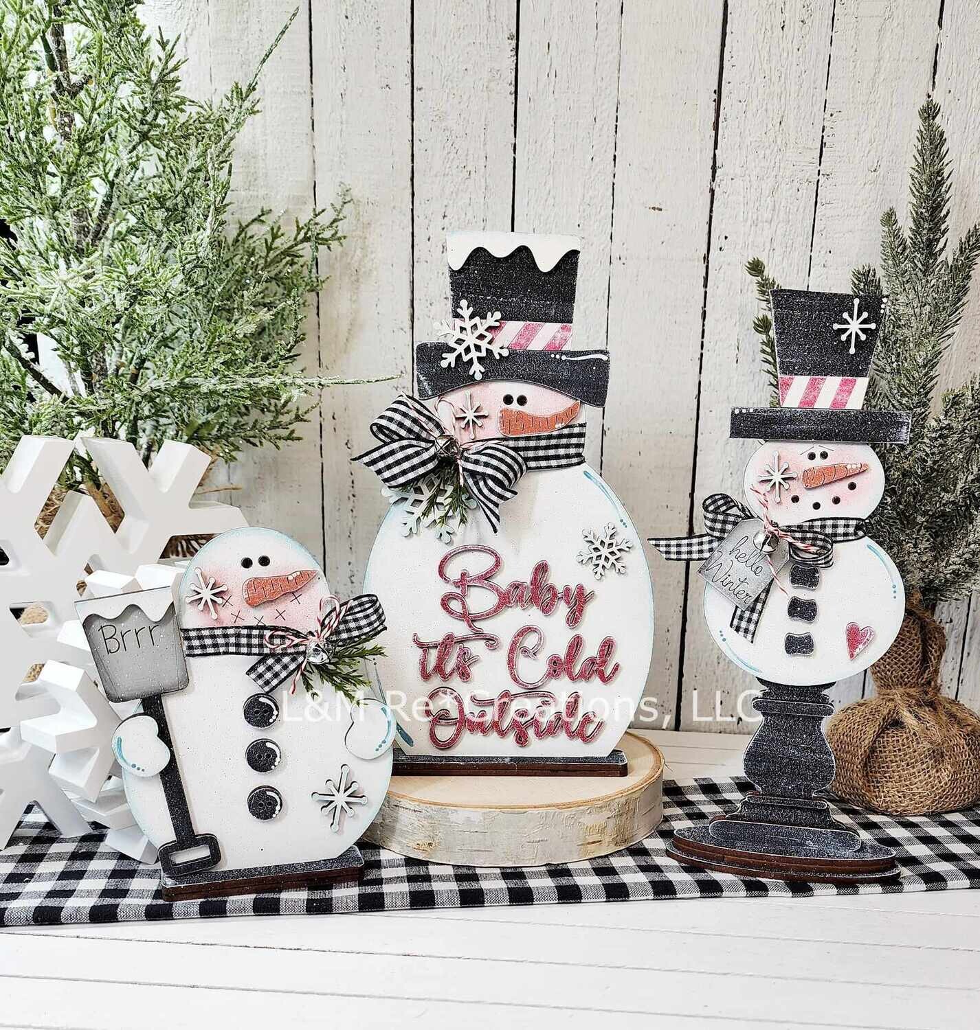 DIY Standing Snowman Trio Shelf Sitters TSM (unpainted/Unglued)
