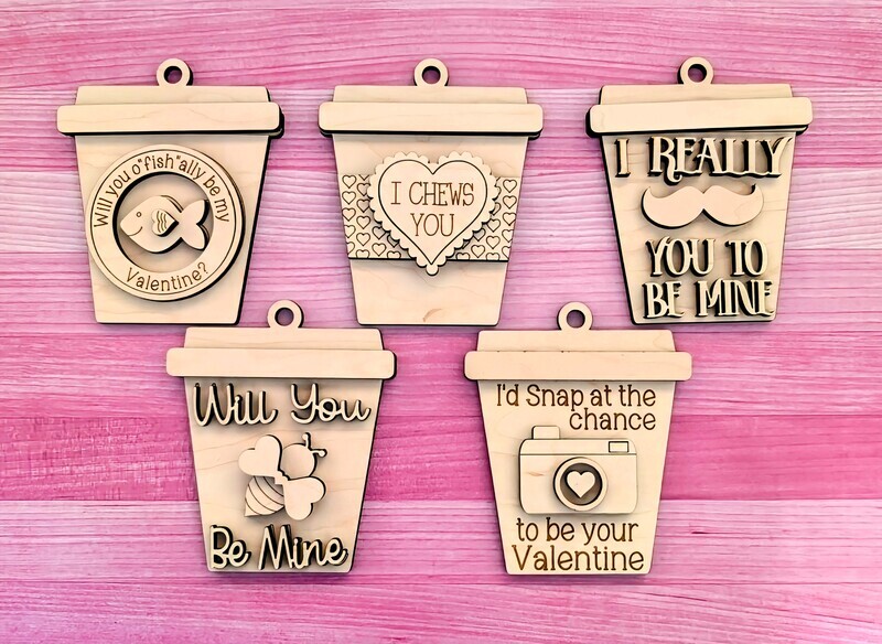 DIY Valentine Latte Cup Gift Tags TSM (Unpainted/Unglued)