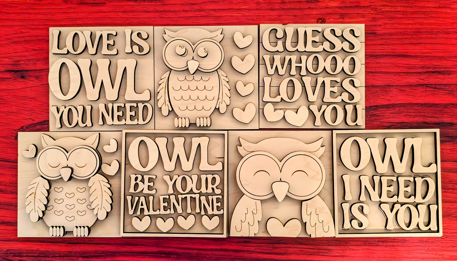 DIY Valentines Owl Ladder Tiles (Unpainted/Unglued)