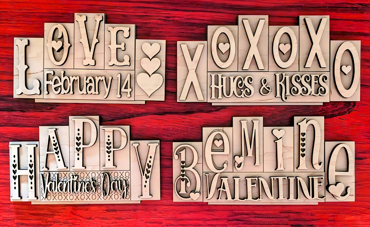 DIY Valentine Mini Word Block Set TSM (Unpainted/Unglued)