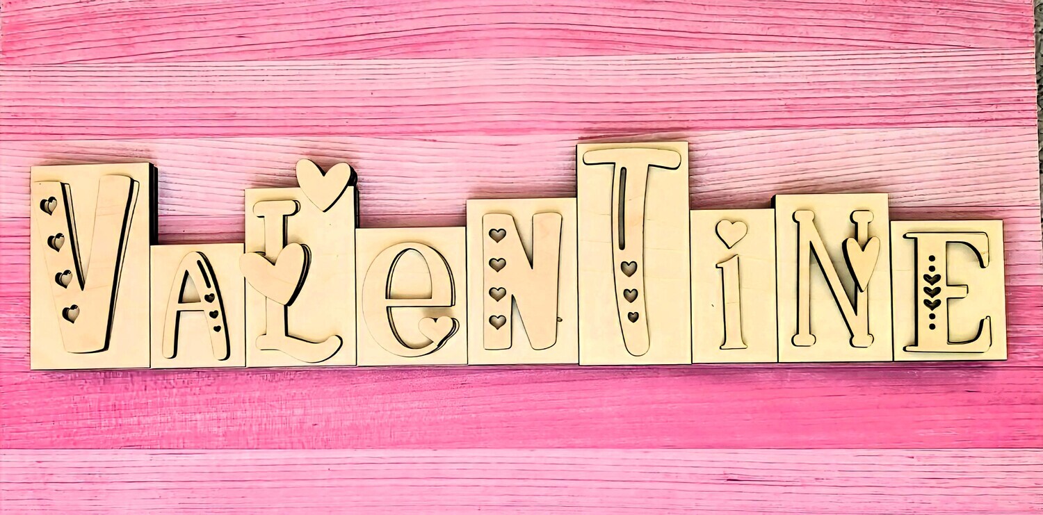 DIY Valentine Word Block TSM (Unpainted/Unglued)