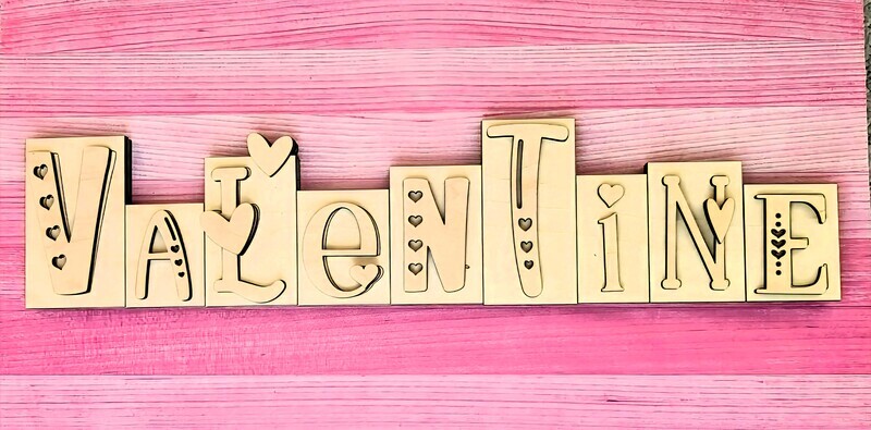 DIY Valentine Word Block TSM (Unpainted/Unglued)