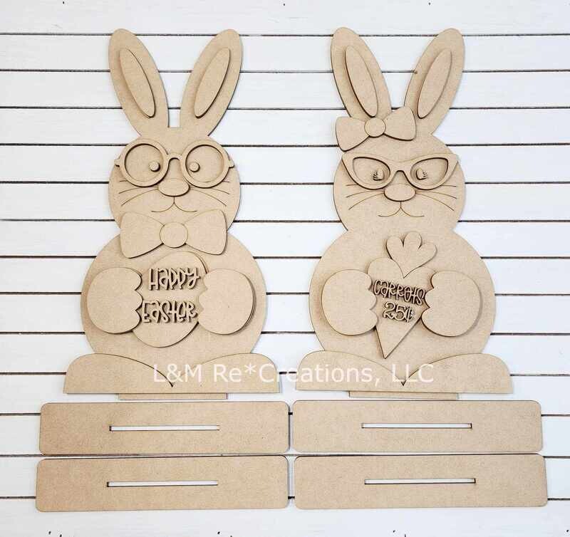 ​New DIY Standing Bunny Couple Shelf Sitters TSM (Unpainted/Unglued)