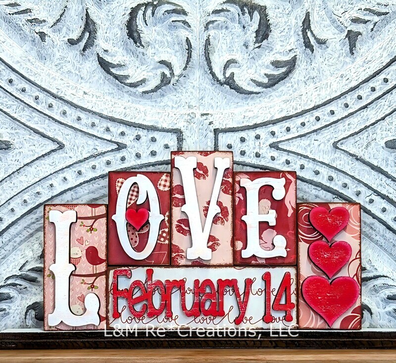 DIY Valentine Mini Word Block Set TSM (Unpainted/Unglued)