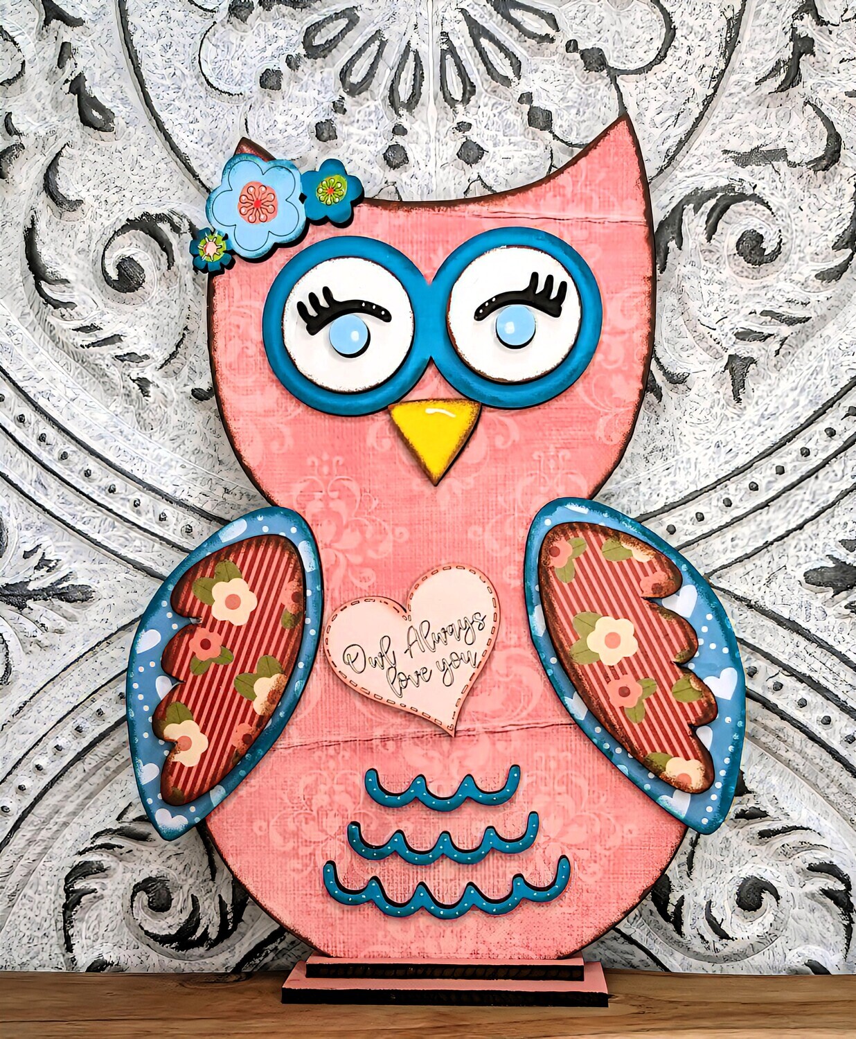 DIY Standing Owl Valentine Shelf Sitter (Unpainted/Unglued)