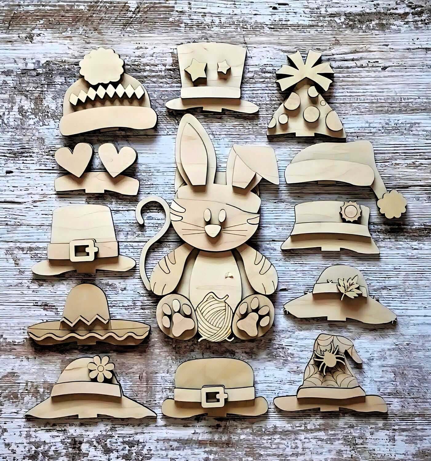 DIY Interchange Hats Cat Shelf Sitter (Unpainted/Unglued)