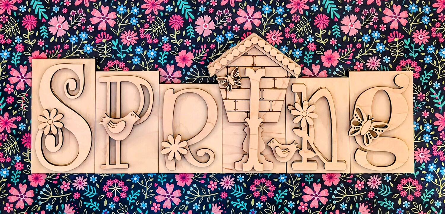 DIY Spring Word Block TSM (Unpainted/Unglued)