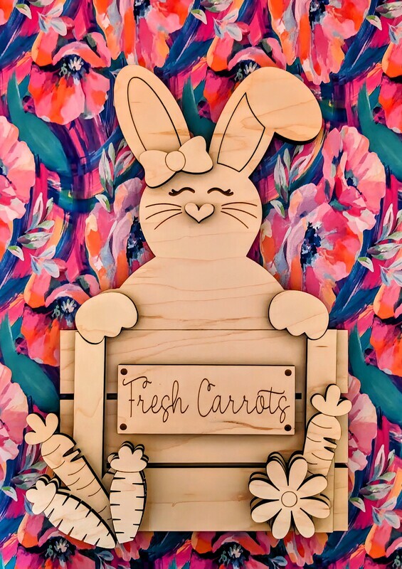 DIY Standing Fresh Carrot Bunny Crate TSM (Unpainted/Unglued)