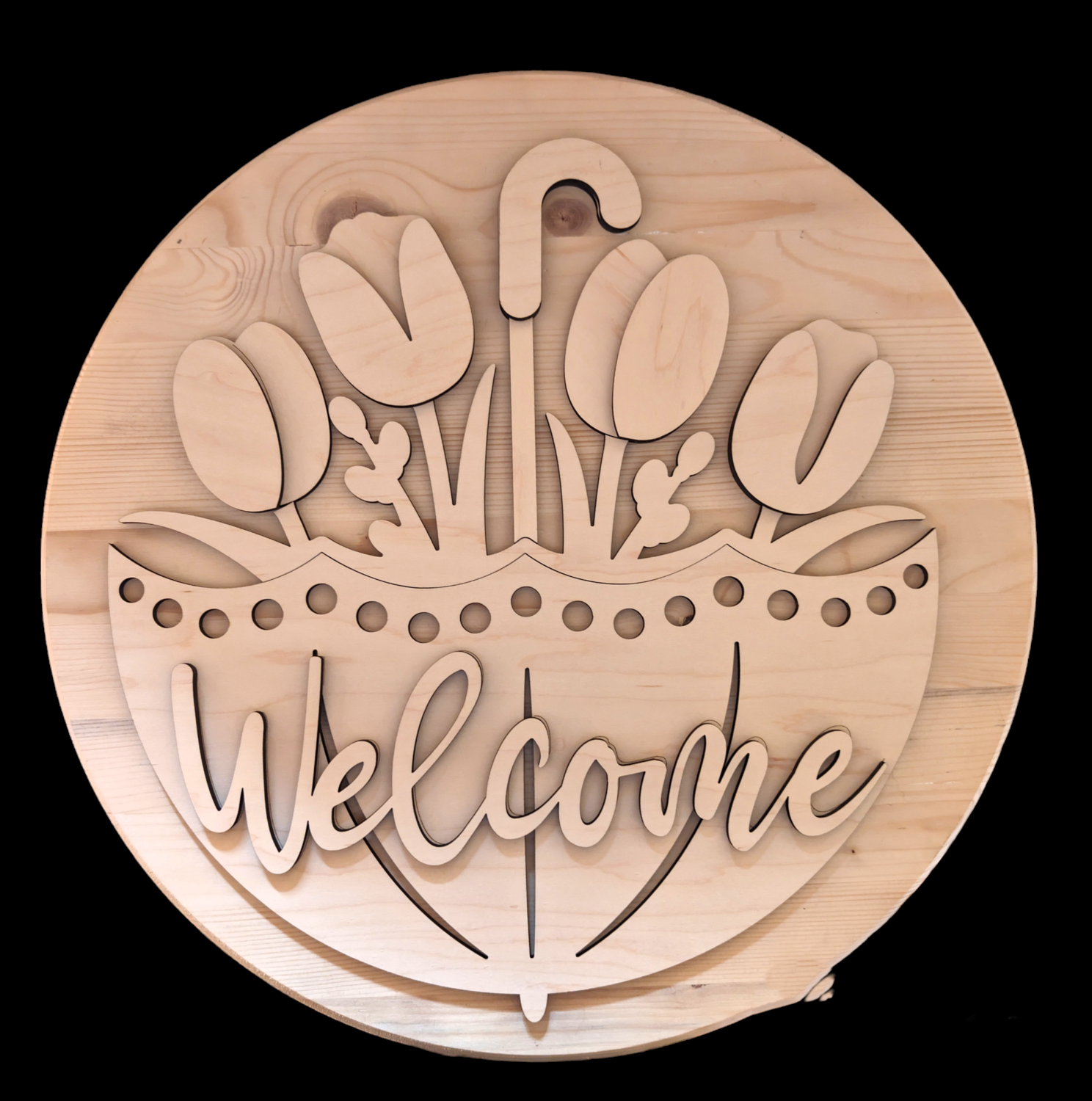 DIY Welcome Umbrella Tulips Door Hanger (UnpaintedUnglued)