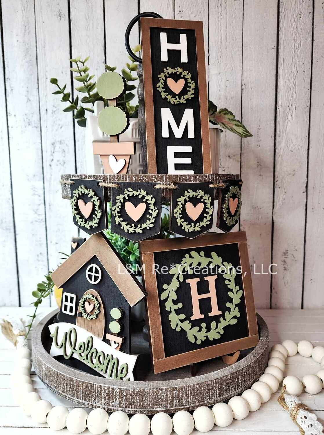 DIY Home Tiered Tray Set TSM (Unpainted/Unglued)
