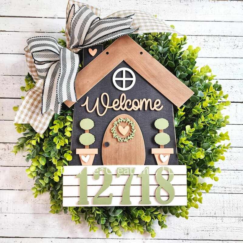 DIY House Number Wreath Attachment TSM (Unpainted/Unglued)