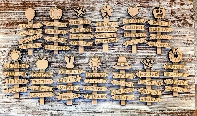DIY TIERED TRAY STREET SIGNS TC (Unpainted/Unglued)