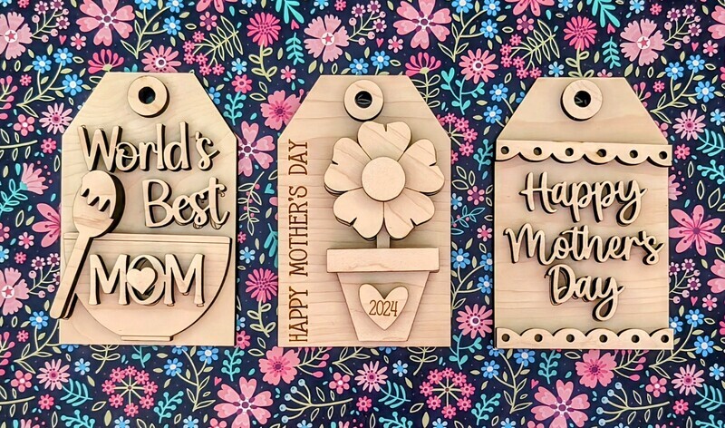 DIY Mother&#39;s Day Tags/Ornaments TSM (Unpainted/Unglued)