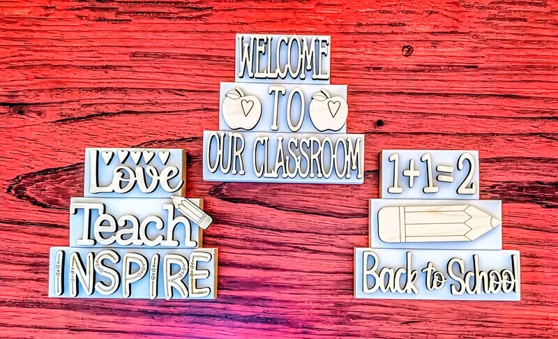 DIY Teacher Word Stackers (Unpainted/Unglued)