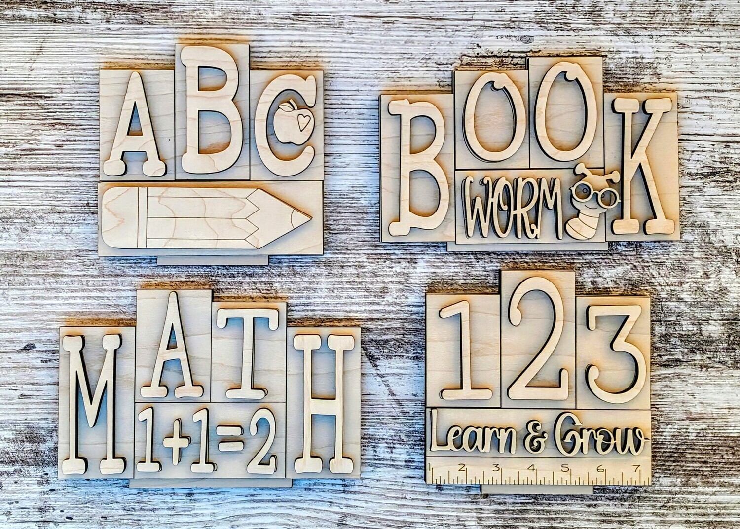 DIY Mini School Word Block Set TSM (Unpainted/Unglued)