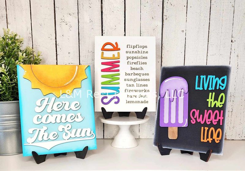 DIY Summer Sign Trio TSM (Unpainted/Unglued)
