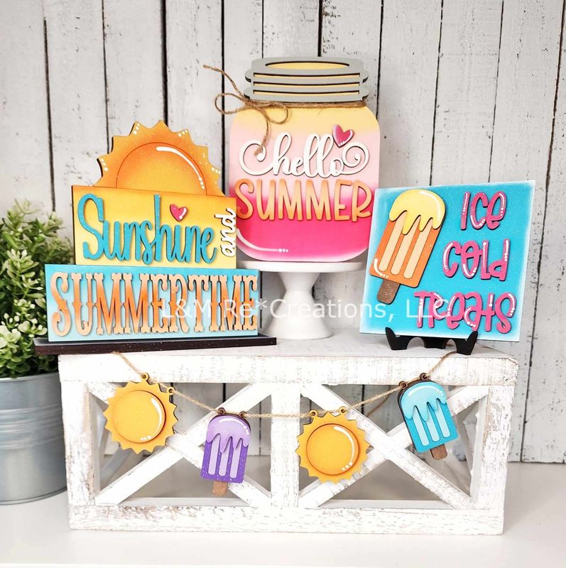 ​DIY Summer Tiered Tray Set TSM (Unpainted/Unglued)