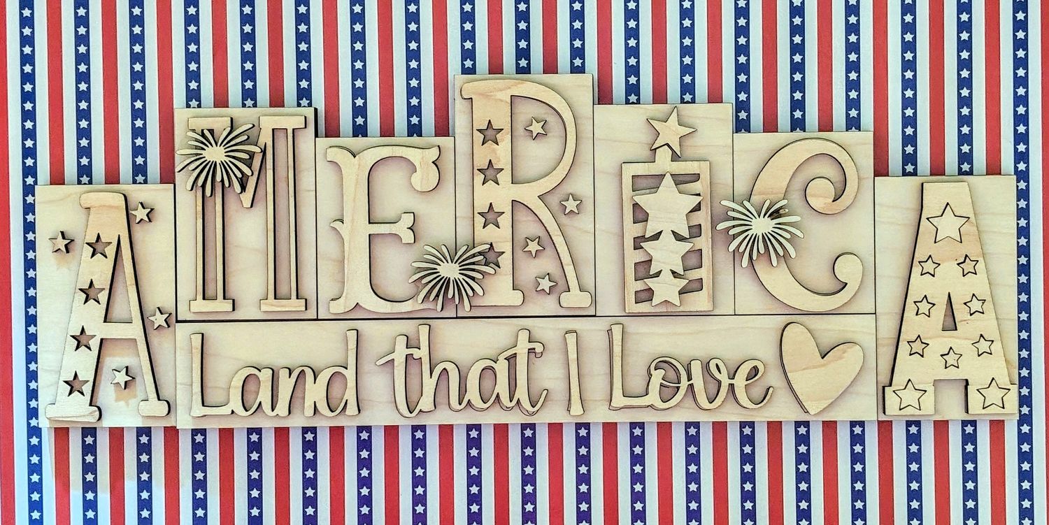DIY America Word Block TSM (Unpainted/Unglued)
