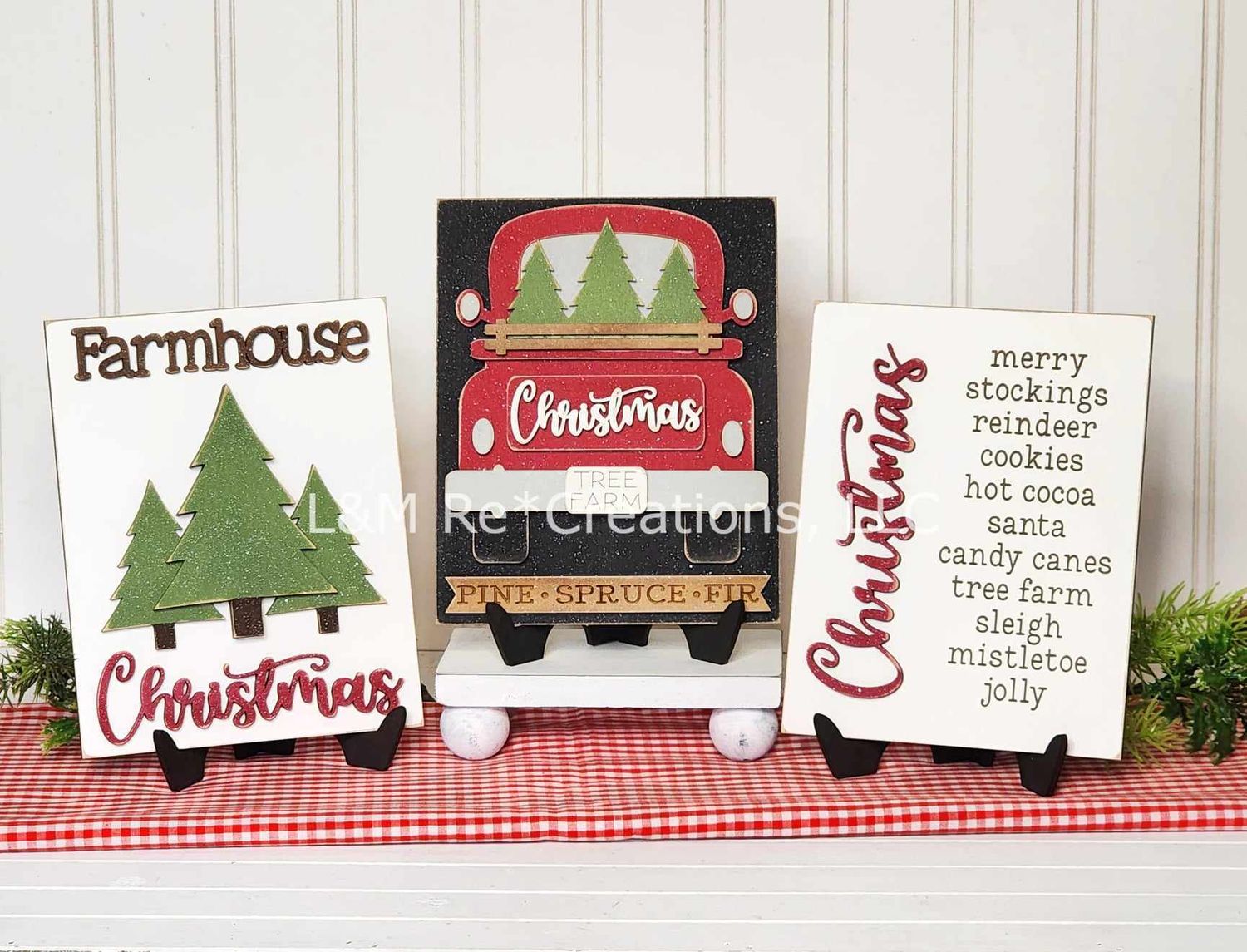 DIY Christmas Sign Trio and Frame TSM (Unpainted/Unglued)