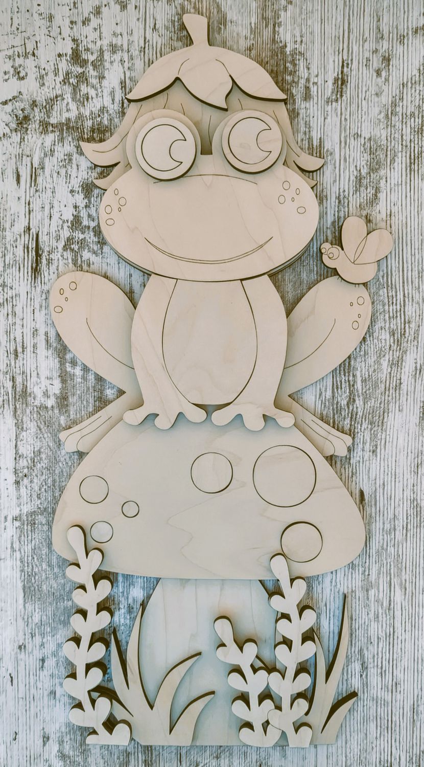 DIY FROG MUSHROOM STANDING SHELF SITTER TC (Unpaimted/Unglued)