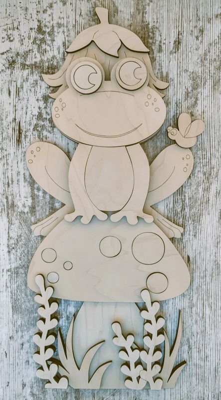 DIY FROG MUSHROOM STANDING SHELF SITTER TC (Unpaimted/Unglued)