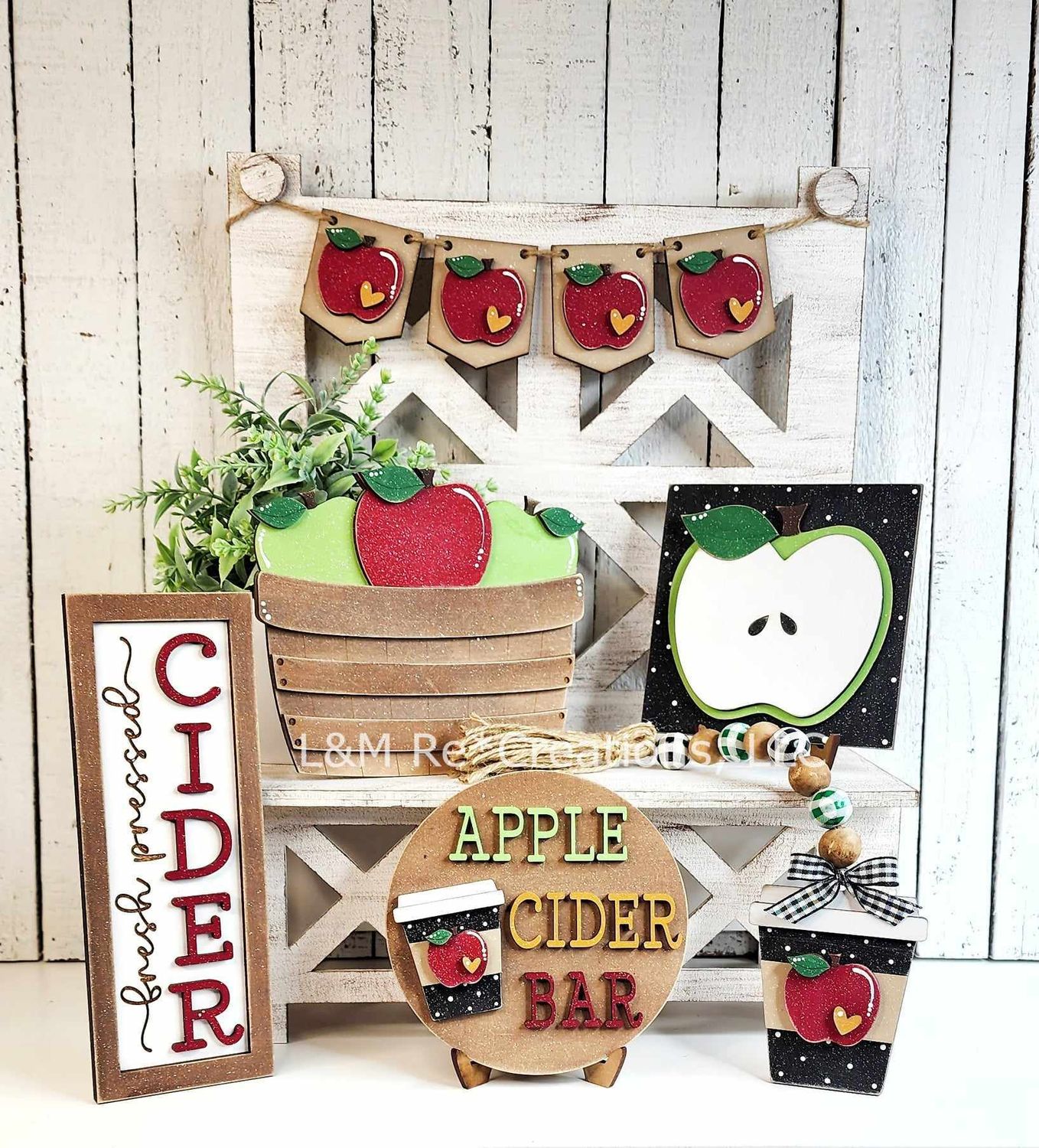 DIY Apple Cider Tiered Tray Set TSM  (Unpainted/Unglued).