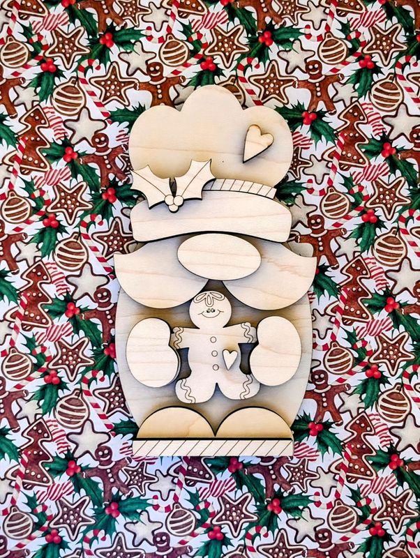 Gingerbread Baker Mini Gnome Shelf Sitter TSM (Unpainted/Unglued)