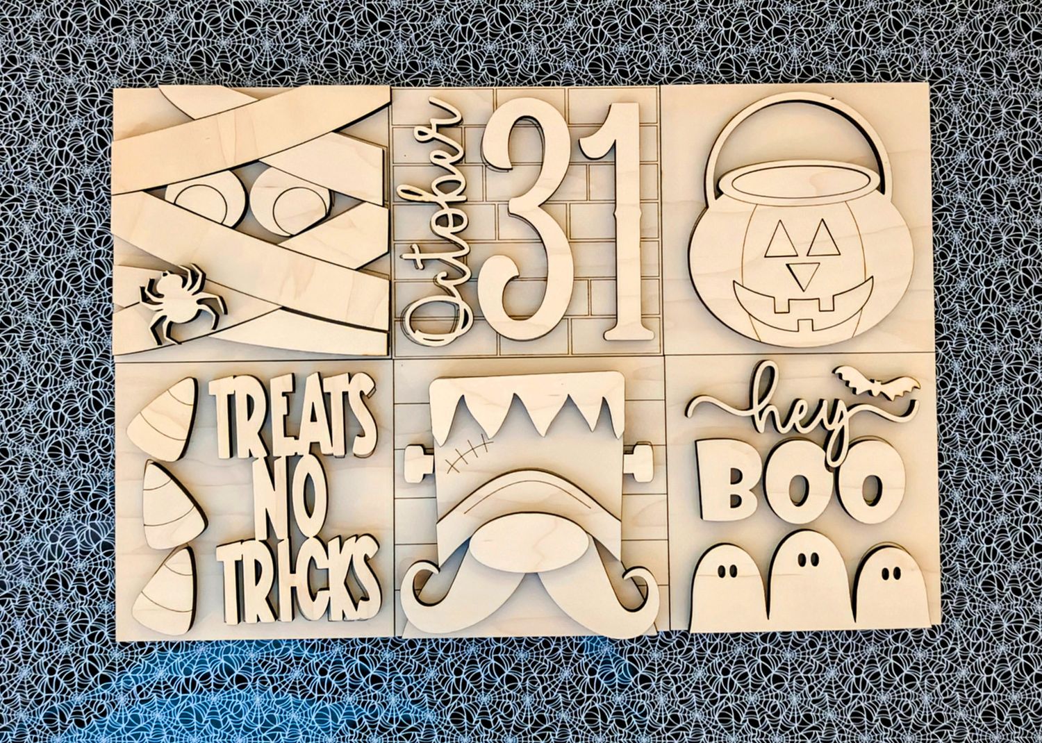 DIY Hey Boo Halloween Signs Ladder Tiles TSM (Unpainted/Unglued)