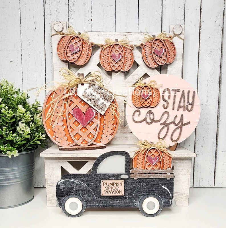 DIY Sweater Weather Tiered Tray Set TSM (Unpainted/Unglued)