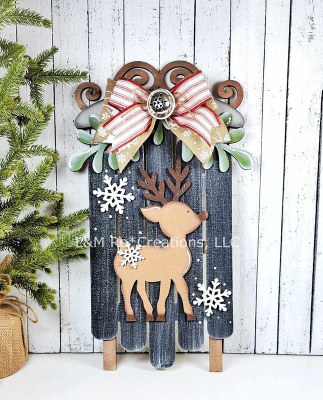 DIY Sled With Deer Door Hanger 2024 TSM (Unpainted/Unglued)