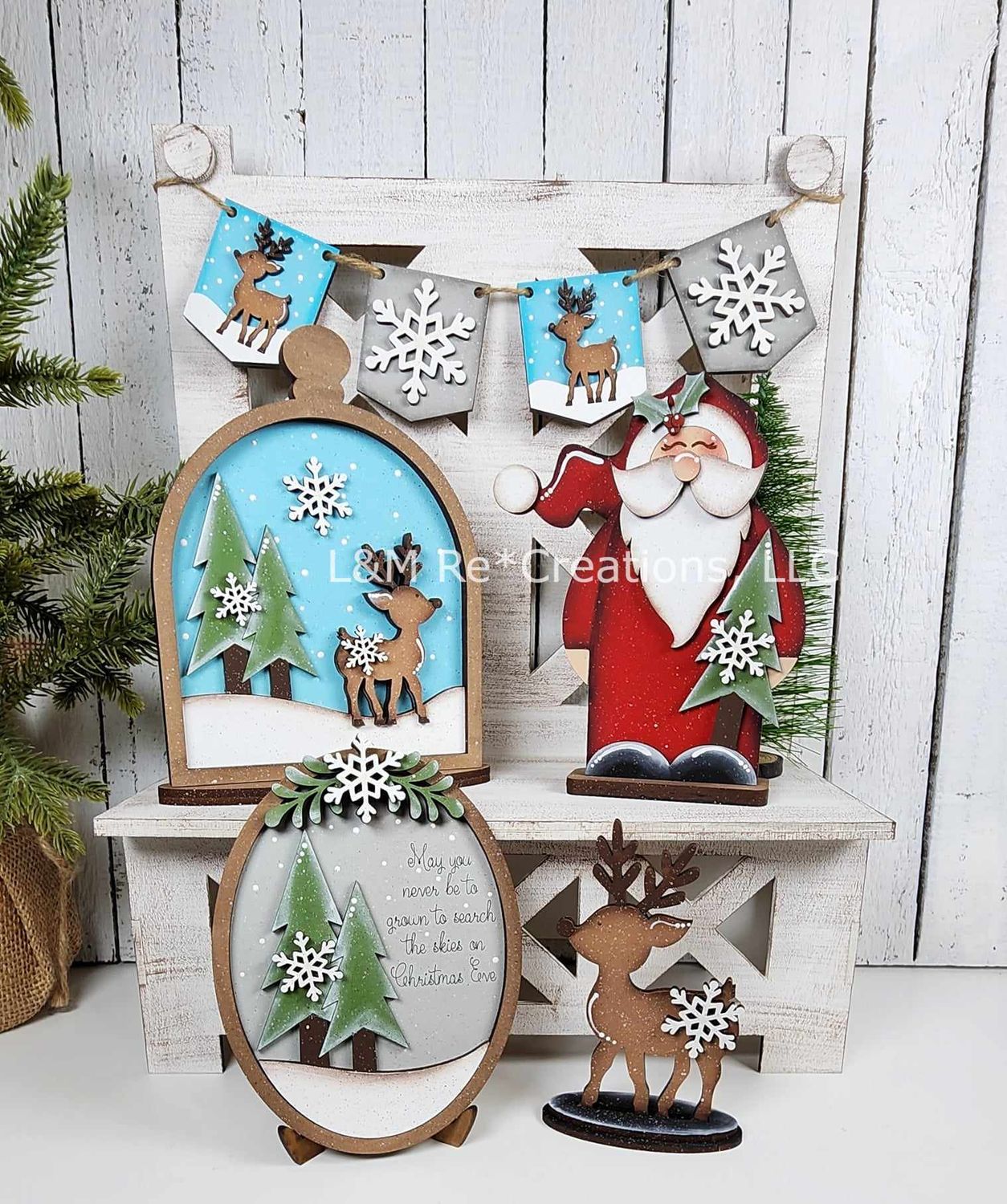 DIY Oh Deer Christmas Tiered Tray Decor Set 2024 TSM (Unpainted/Unglued)