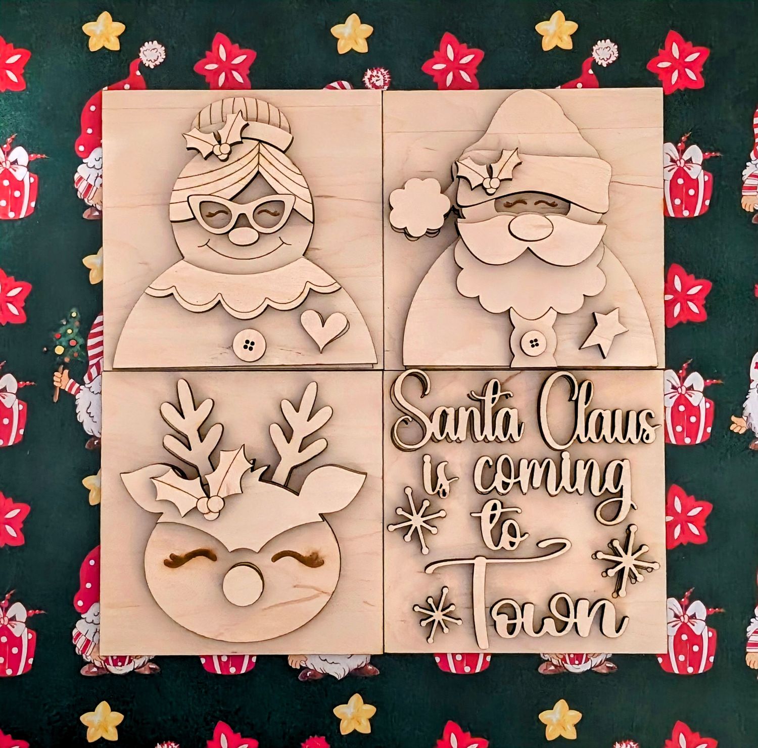 DIY Kringle Christmas Sign Set/Ladder Tiles 2024 TSM (Unpainted/Unglued)