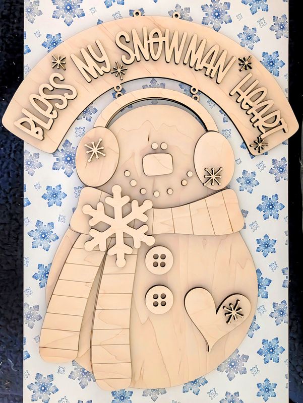 DIY Bless My Snowman Heart Door Hanger 2024 TSM (Unpainted/Unglued)
