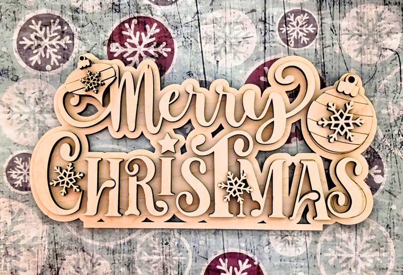 DIY Standing Merry Christmas Word Art 2024 TSM (Unpainted/Unglued)