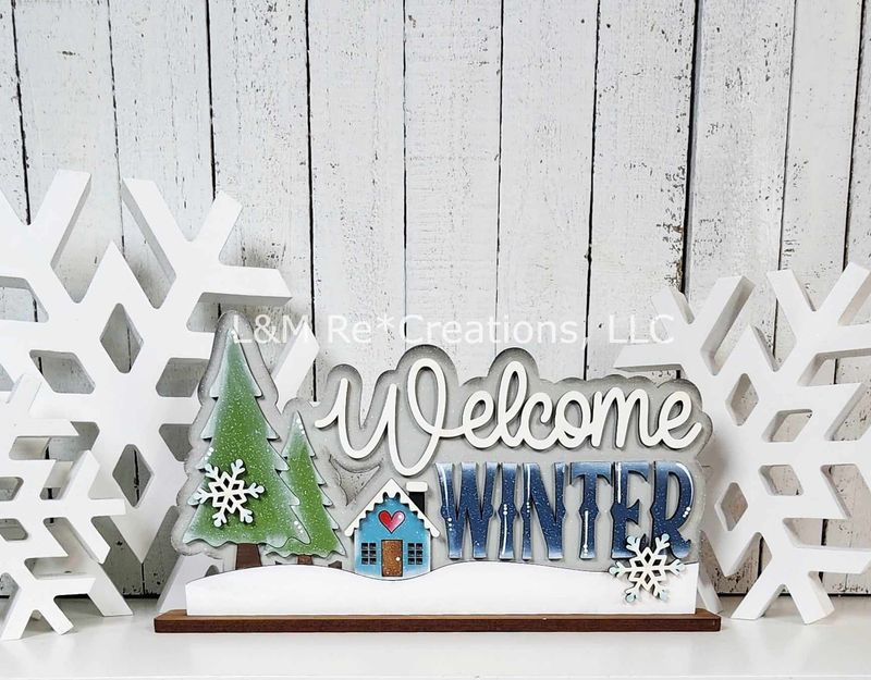 DIY Welcome Winter Word Art Shelf Sitter TSM (Unpainted/Unglued)