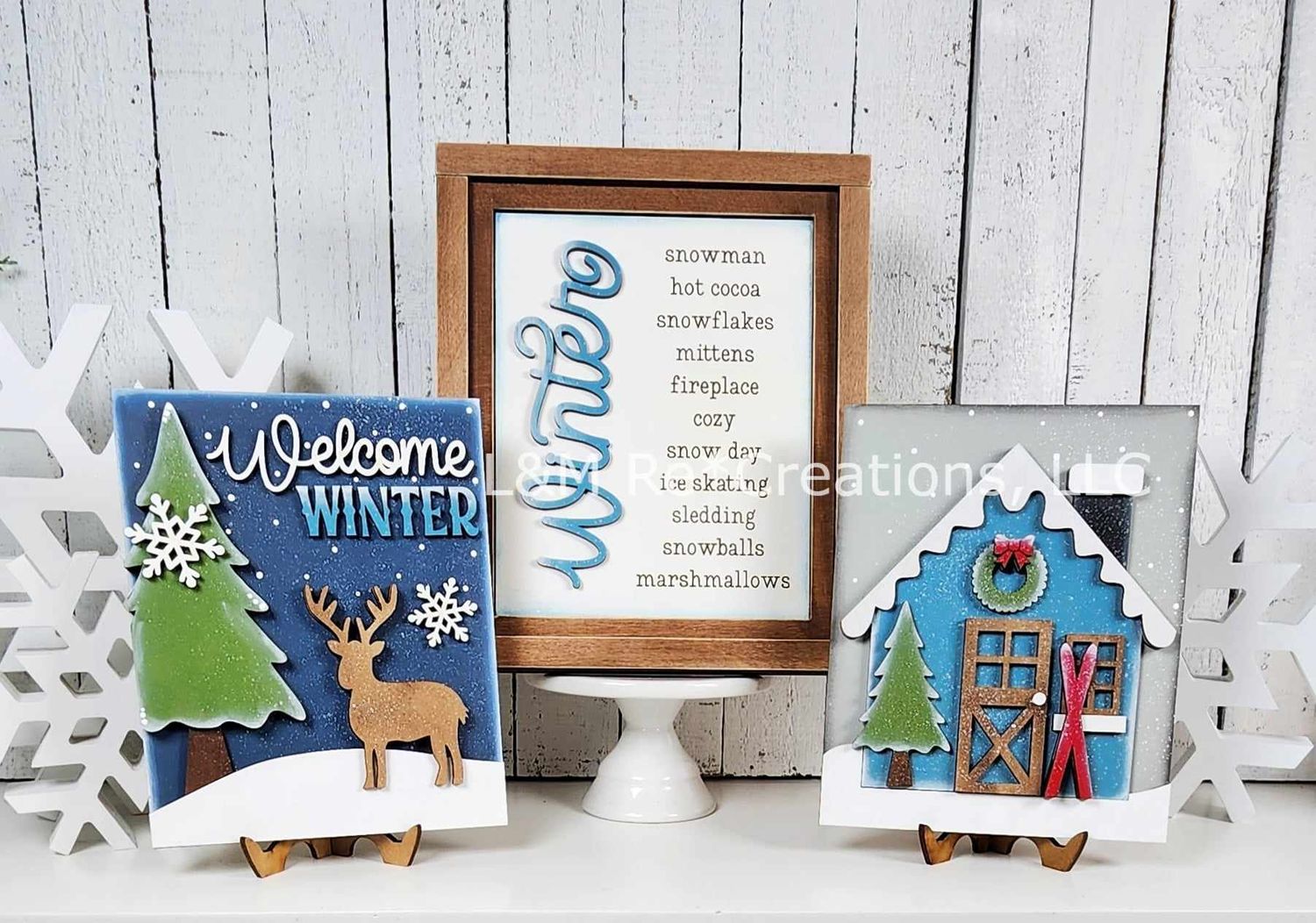 DIY Winter Cabin Trio Signs 2024 TSM (Unpainted/Unglued)