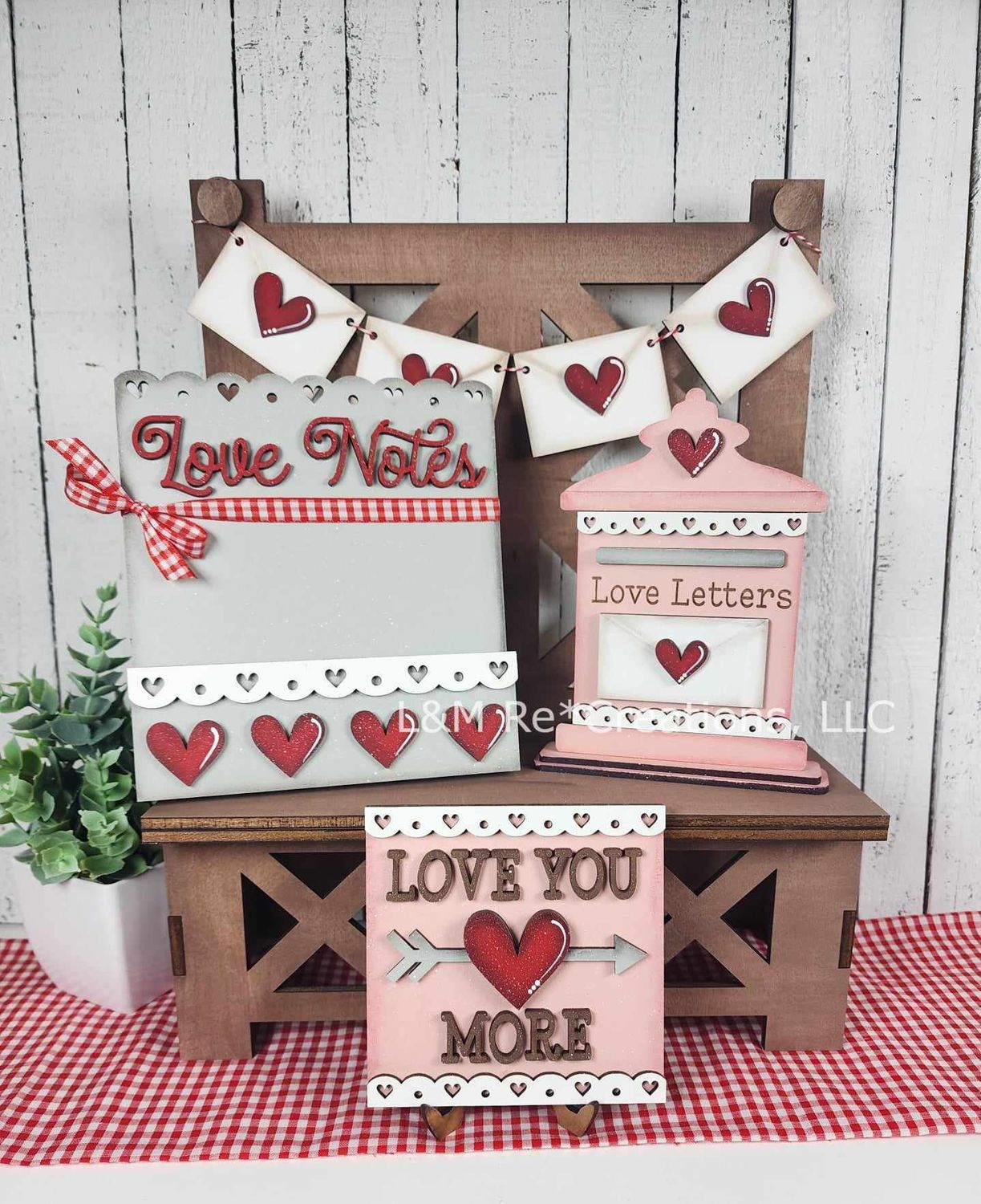 DIY Valentine  Love Letters Tiered Tray Decor Set TSM (Unpainted/Unglued)
