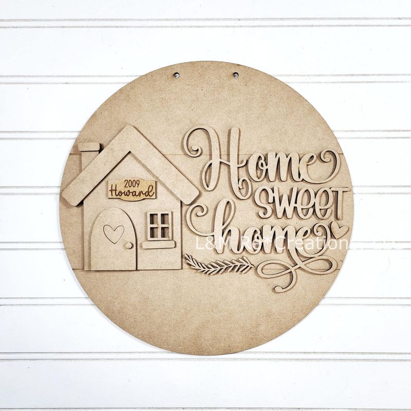 DIY Home Sweet Home Door Round TSM (Unpainted/Unglued)