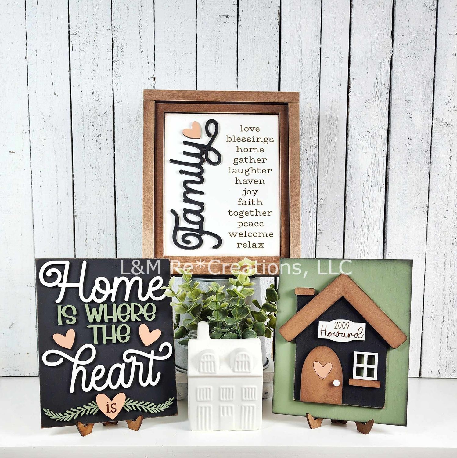 DIY Family Home Sign Trio TSM (Unpainted/Unglued)