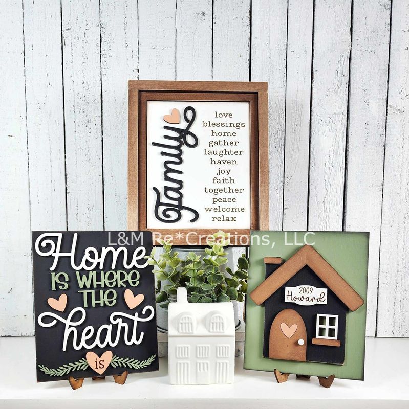 DIY Family Home Sign Trio TSM (Unpainted/Unglued)