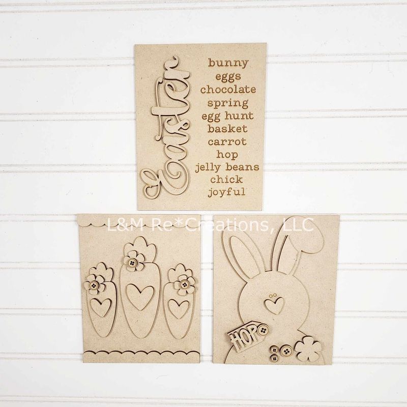 DIY Prim Easter Sign Trio TSM (Unpainted/Unglued)