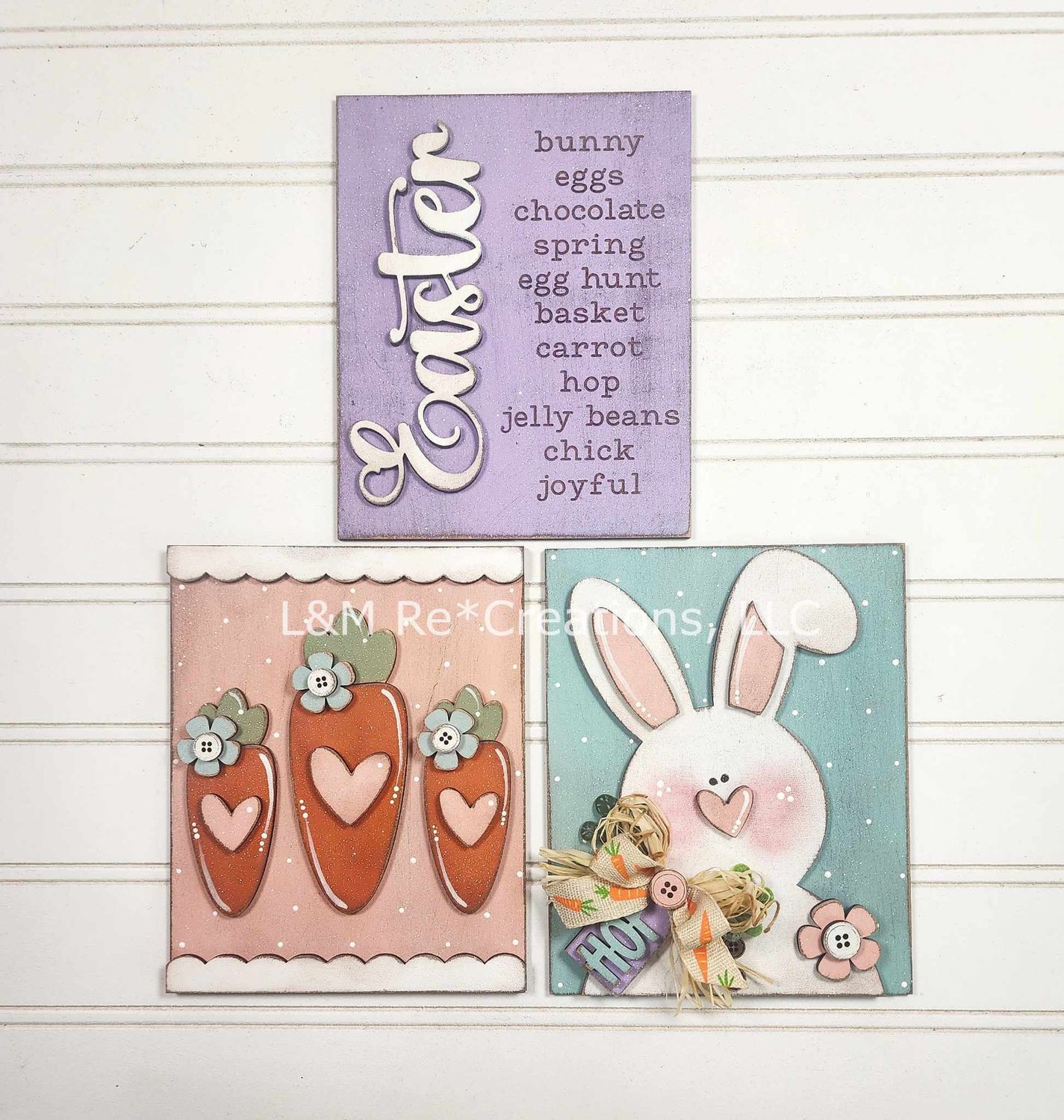 DIY Prim Easter Sign Trio TSM (Unpainted/Unglued)