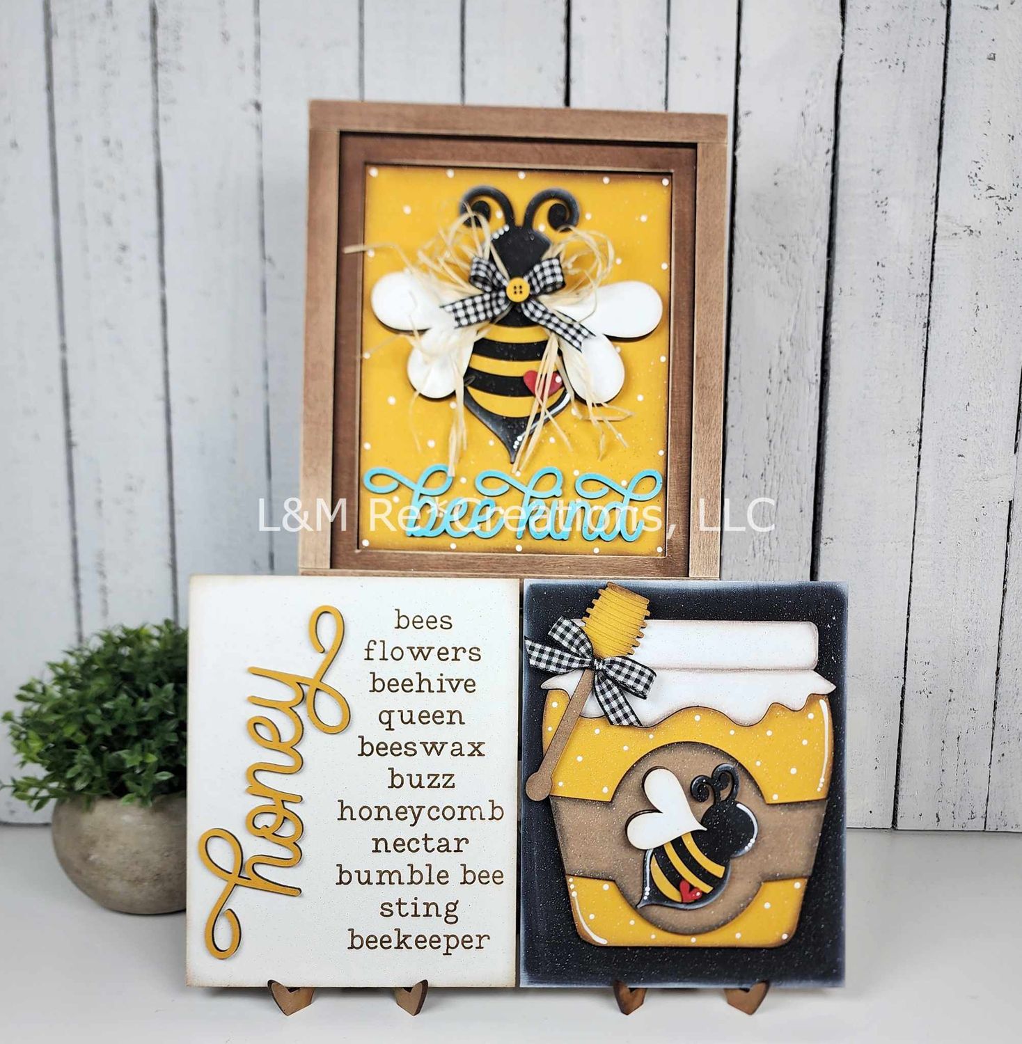 DIY Honey Bee Trio Signs TSM (Unpainted/Unglued)