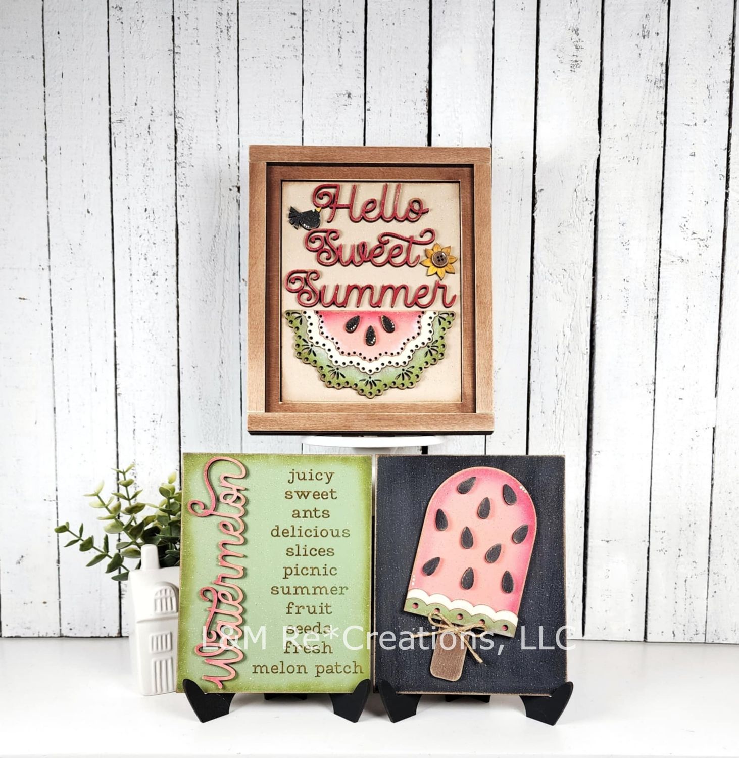 DIY Watermelon Trio Signs TSM (Unpainted/Unglued)