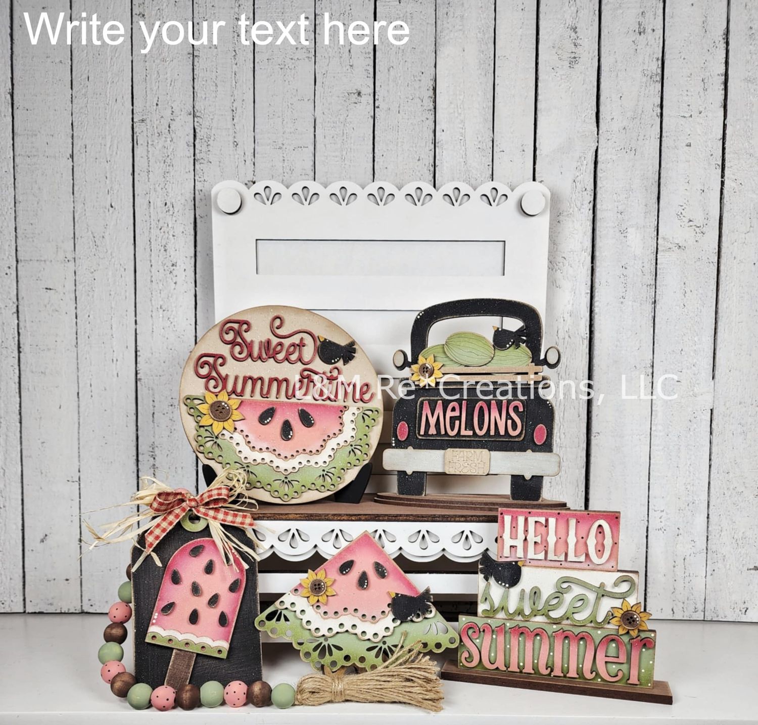 DIY Watermelon Tiered Tray Decor TSM (Unpainted/Unglued)